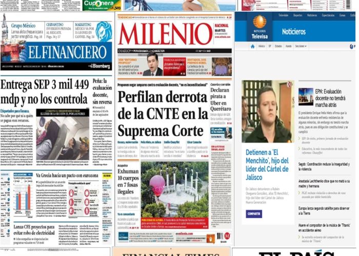 Las principales portadas en la prensa de México y el mundo del 23 de junio.