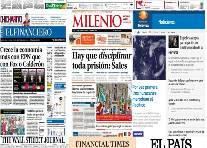 Las portadas en la prensa de México y el mundo del  1 de septiembre.