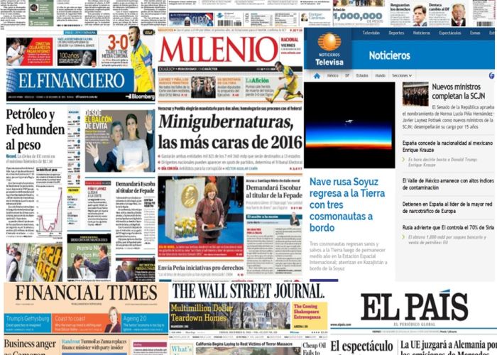 Las principales portadas en la prensa de México y el mundo del 11 de diciembre.