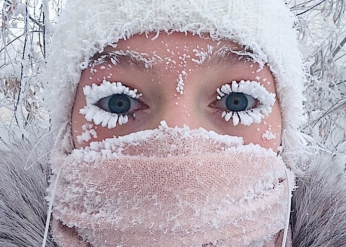 En Yakutia, Rusia el frío extremo congela hasta las pestañas