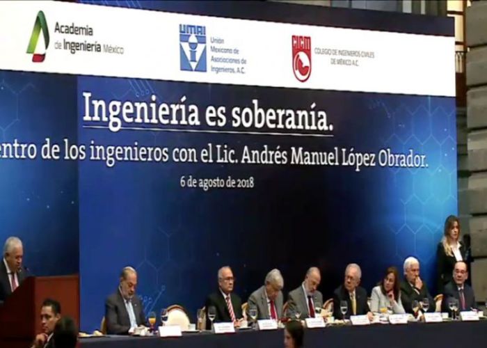 Reunión de AMLO y Asociaciones de Ingenieros Foto: Twitter Colegio de Ingenieros Civiles de México @CICMoficial