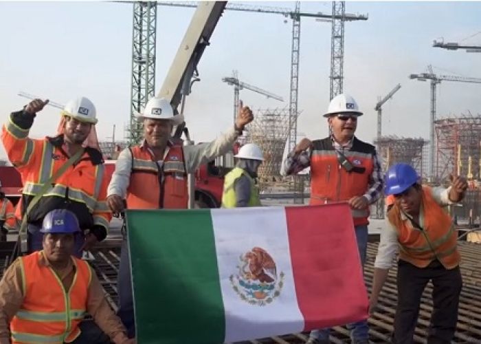 Trabajadores del Nuevo Aeropuerto Internacional de México.