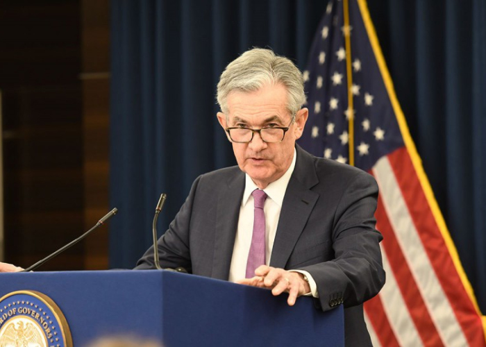 Jerome Powell, presidente de la Reserva Federal de EU, en conferencia de prensa el 1 de mayo pasado (Foto: Federal Reserve)