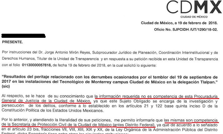 Respuesta de la Procuraduría por caso Tec de Monterrey. 