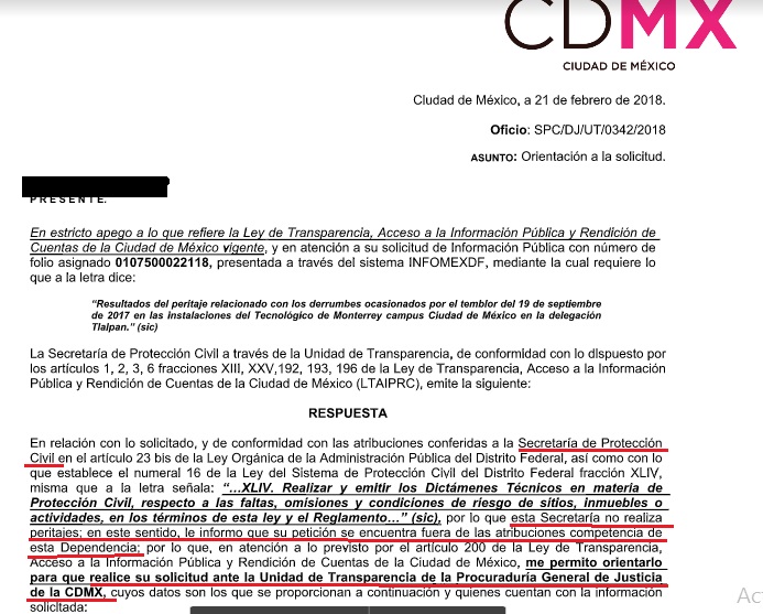 Respuesta de Protección Civil por caso Tec de Monterrey. 