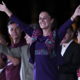 Claudia Sheinbaum en el Zócalo de la CDMX el domingo de su triunfo electoral (Imagen: X)