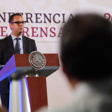 Gabriel Yorio el 31 de julio en conferencia de prensa en Palacio Nacional (Foto: lopezobrador.org.mx)