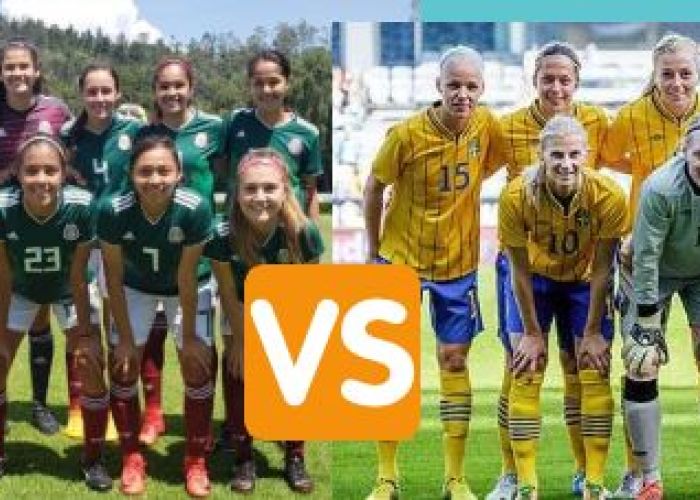 A la izquierda el equipo femenil mexicano, a la derecha el sueco. 