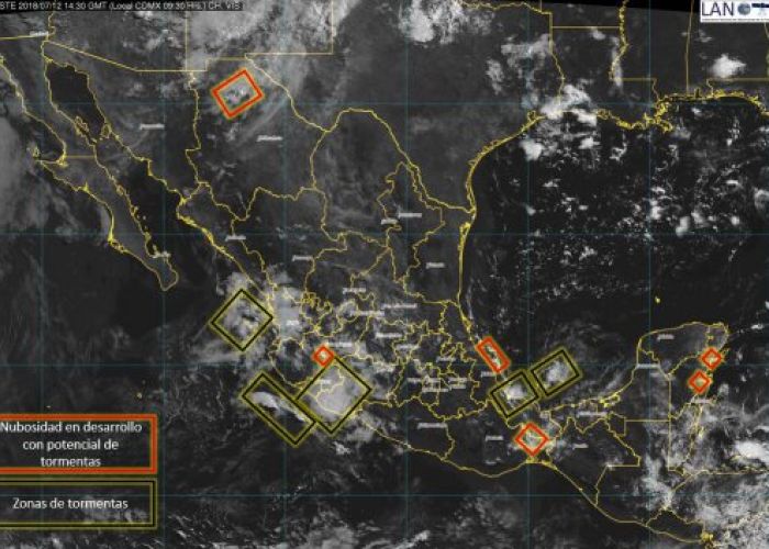 Potencial de tormentas en México Foto: Twitter @conagua_clima