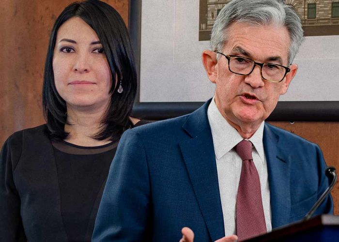 Victoria Rodríguez, gobernadora del Banco de México; y Jerome Powell, Presidente del Sistema de la Reserva Federal de Estados Unidos.