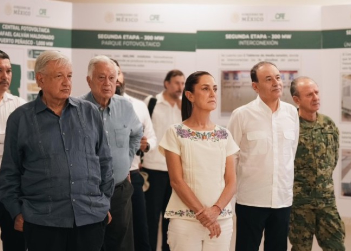 Claudia Sheinbaum y el presidente López Obrador en Sonora el 5 de julio (Foto: X @Claudiashein)