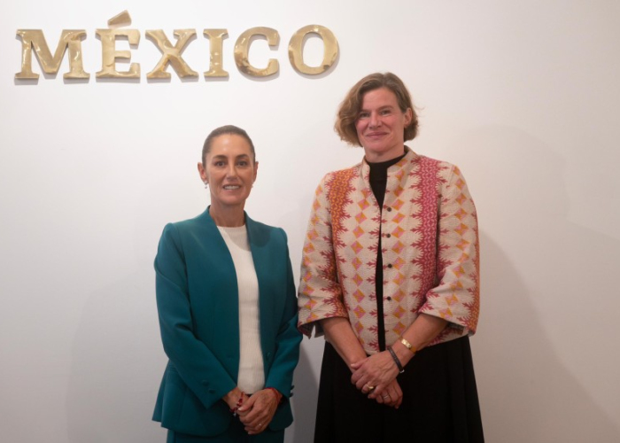 Claudia Sheinbaum y Mariana Mazzucato el 7 de octubre (Foto: X @Claudiashein)